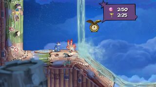 Rayman se tenant devant une chute d'eau.