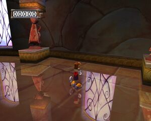 Rayman debe traspasar esta pared para acceder a la zona secreta.