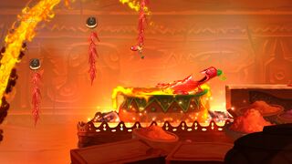 Un piment se relaxant dans le feu.