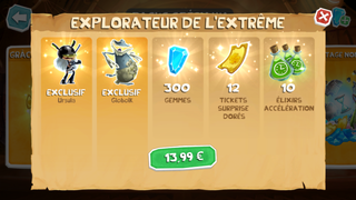 Présentation du Pack Explorateur de l'Extrême dans la Boutique.