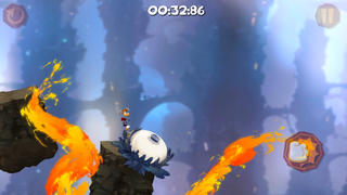 Un œil trampoline dans le niveau Barbecue de Rayman Jungle Run.