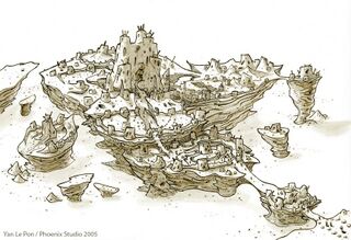 Concept art de la Forteresse de Sable réalisé par Yan Le Pon, un des graphistes du jeu.