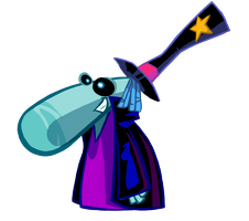 A Mágus megjelenése a Rayman Origins-ban, apró változtatásokkal a törölt Mr Darkhoz képest.