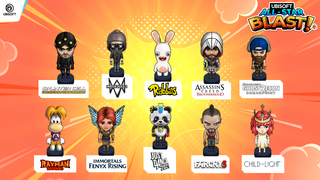Image promotionnelle d'Ubisoft All-Star Blast montrant quelques personnages jouables, dont Rayman et le Lapin Crétin.