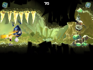 Rayman attaquant un Psyclope.