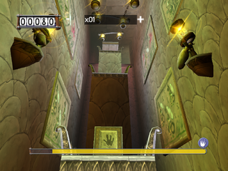 Rayman debe usar los ascensores para acceder al segundo piso.