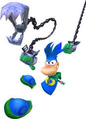 Artwork de Rayman équipé du Grappinocroc.