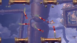 Des missiles animés rouges.