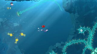 Rayman nageant près des anémones de mer nouvellement introduites.