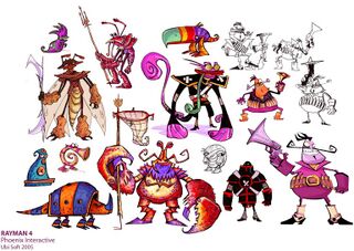 Concepts art de créatures et d'ennemis qui devaient probablement apparaitre dans la Forteresse de Sable, de Chasseurs et de l'ennemi non identifié en armure.