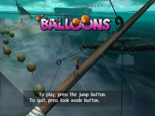 L'écran-titre du mini-jeu Balloons.