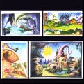 Concept arts de mondes et de la maison de Bétilla, qui apparait dans Rayman Maternelle.