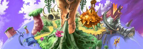 Concept art de la carte du monde avec le sac de pieux.