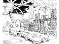 Concept art du Quartier Général Hoodlums.