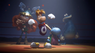 Une cinématique mettant en scène Barbara, Rayman, le Grand Mini couronné et Globox.