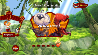 Le menu principal du jeu avec les 20 nouveaux niveaux de la deuxième mise à jour qui n'ont encore été téléchargés.