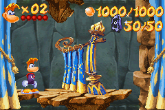 A blue Magic curtain in the Game Boy Advance version of Rayman 3.
