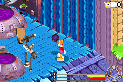 The Infernal Machine firing plums at Rayman.