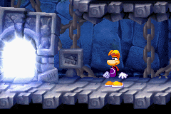 An exit sign seen at the beginning of a level in the Dark world.