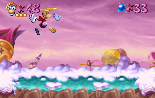 A blue lemonade pool (Atari Jaguar version, Rayman Junior and Rayman Designer only).
