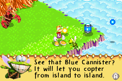 Murfy giving information to Rayman about the Throttle Copter.