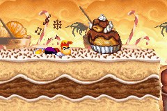 A spitting religieuse attacking Rayman with a screeching sound.
