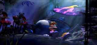 Rayman and Globox asleep.