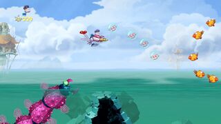 Small birds appear above sea level.