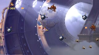 Big mecha flies, helicopter bombs and small mecha flies.