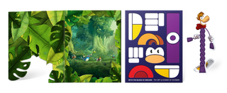 The art print holder and a bookmark-like artwork of Rayman