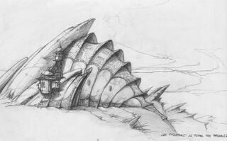 Concept art of the Badlands temple (Roméo's office).