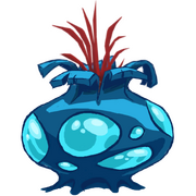 Detailed view of a blue bulb in Rayman Origins