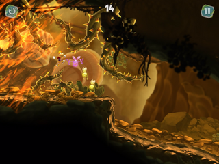 Rayman jumping through Darkroots