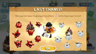 When an event is over, the game gives players a few more days to spend their event currency before it is gone forever, as seen in the Hell-O-Wheel event.