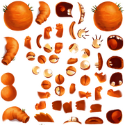 A sprite sheet for the unused carrot-themed Incrediballs