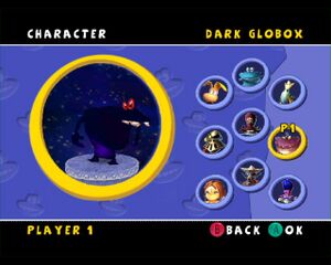 The third alternate skin for Dark Globox in the Gamecube version of Rayman Arena.