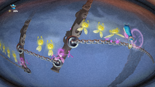 The upside down fish-eye lens while using the chains as ziplines.