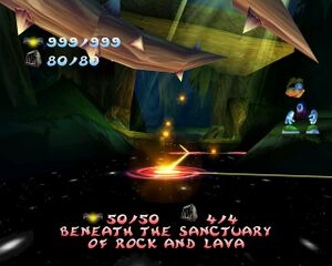 Nettle holograms are used to represent the level Beneath the Sanctuary of Rock and Lava in the Hall of Doors.