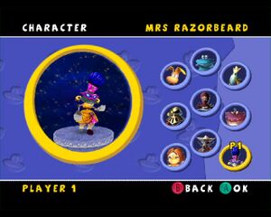 The default skin for Razorwife in the Gamecube version of Rayman Arena.