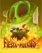 A green mariachi without a hat on the painting for Fiesta de los Muertos