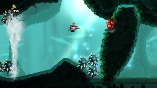 Shooting the explosive bulb will cause the rocky platform to collapse, clearing the way.