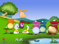 Rayman and the Baby Globoxes in the Magic Meadow.