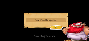 An error obtained when loading a corrupt save file.