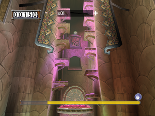 Rayman must use both these trampolines and many platforms to reach the crowns.