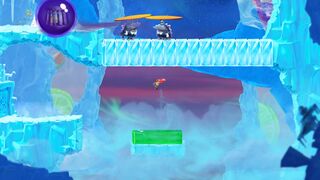 Rayman on the bumper jelly in the Back to Origins mode of Rayman Legends.