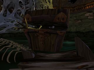 An arm hidden in a chest.