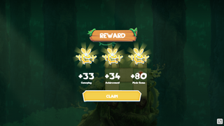 The reward breakdown screen, awarding Lums for each category