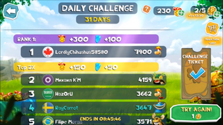 Gem rewards for ranking in a marathon.