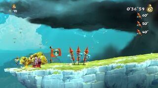 An Oger punching Rayman at the end of the level.