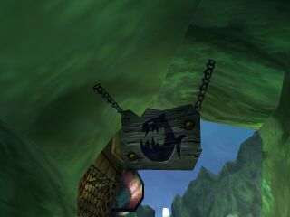 Another piranha warning sign in Rayman Revolution.